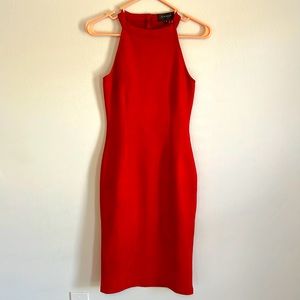 Gracia faux red suede bodycon dress